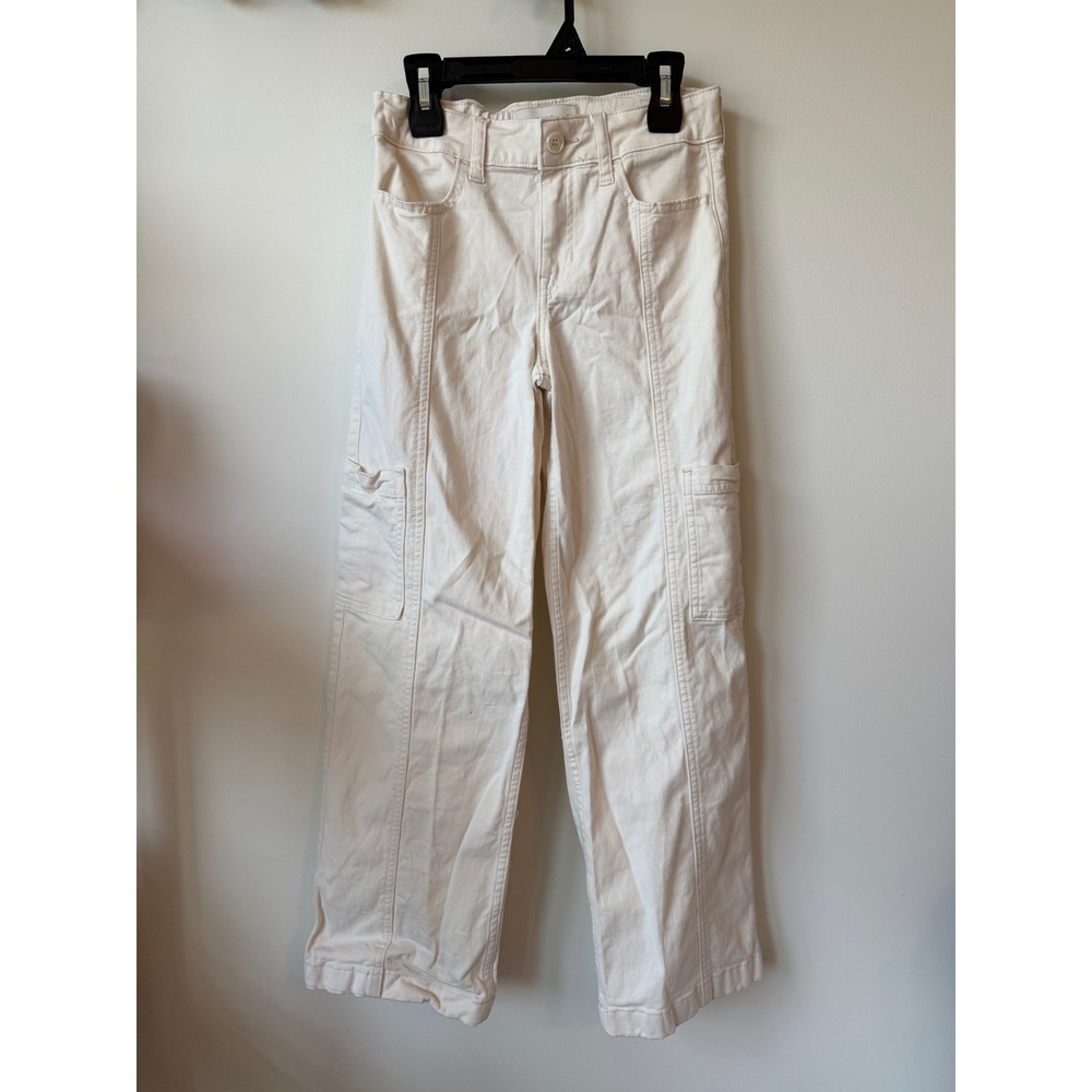 Abercrombie Kids Cream Cargo Pants Wide Leg Utility Trousers Size 11/12